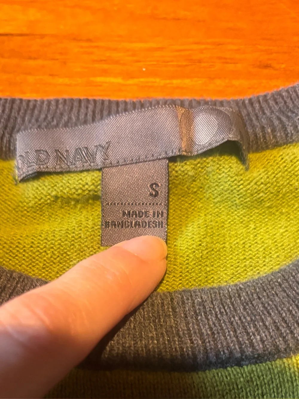 Old Navy Men's Striped Crewneck Sweater in Green, Gray & Lime S